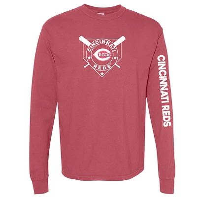 Women's Soft as a Grape Red Cincinnati Reds Pigment Dye Long Sleeve T-Shirt