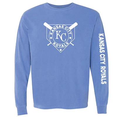 Women's Soft as a Grape Royal Kansas City Royals Pigment Dye Long Sleeve T-Shirt