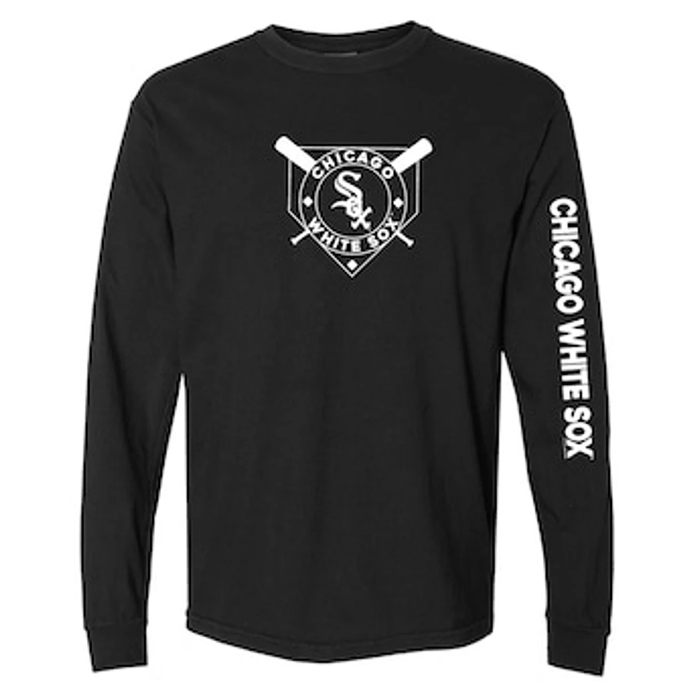 Women's Soft as a Grape Black Chicago White Sox Pigment Dye Long Sleeve T-Shirt