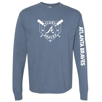 Women's Soft as a Grape Navy Atlanta Braves Pigment Dye Long Sleeve T-Shirt