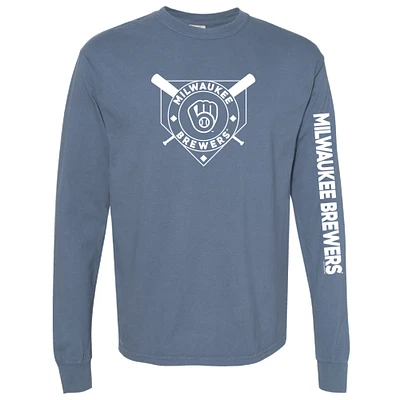 Women's Soft as a Grape Navy Milwaukee Brewers Pigment Dye Long Sleeve T-Shirt