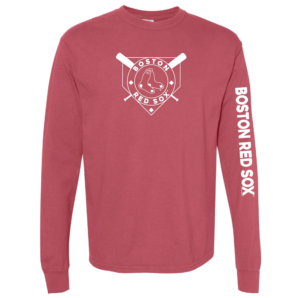 Women's Soft as a Grape Red Boston Red Sox Pigment Dye Long Sleeve T-Shirt