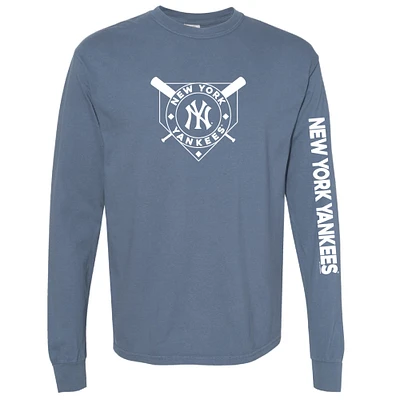 Women's Soft as a Grape Navy New York Yankees Pigment Dye Long Sleeve T-Shirt