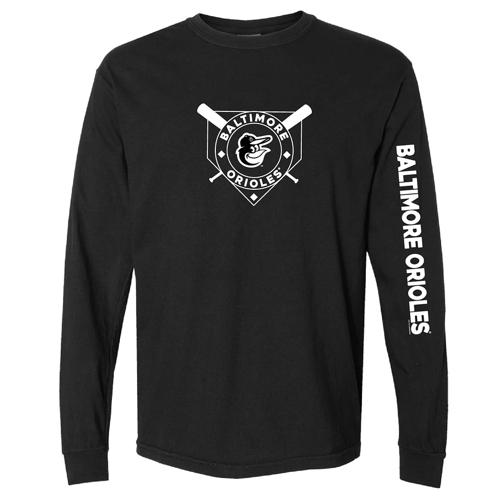 Women's Soft as a Grape Black Baltimore Orioles Pigment Dye Long Sleeve T-Shirt