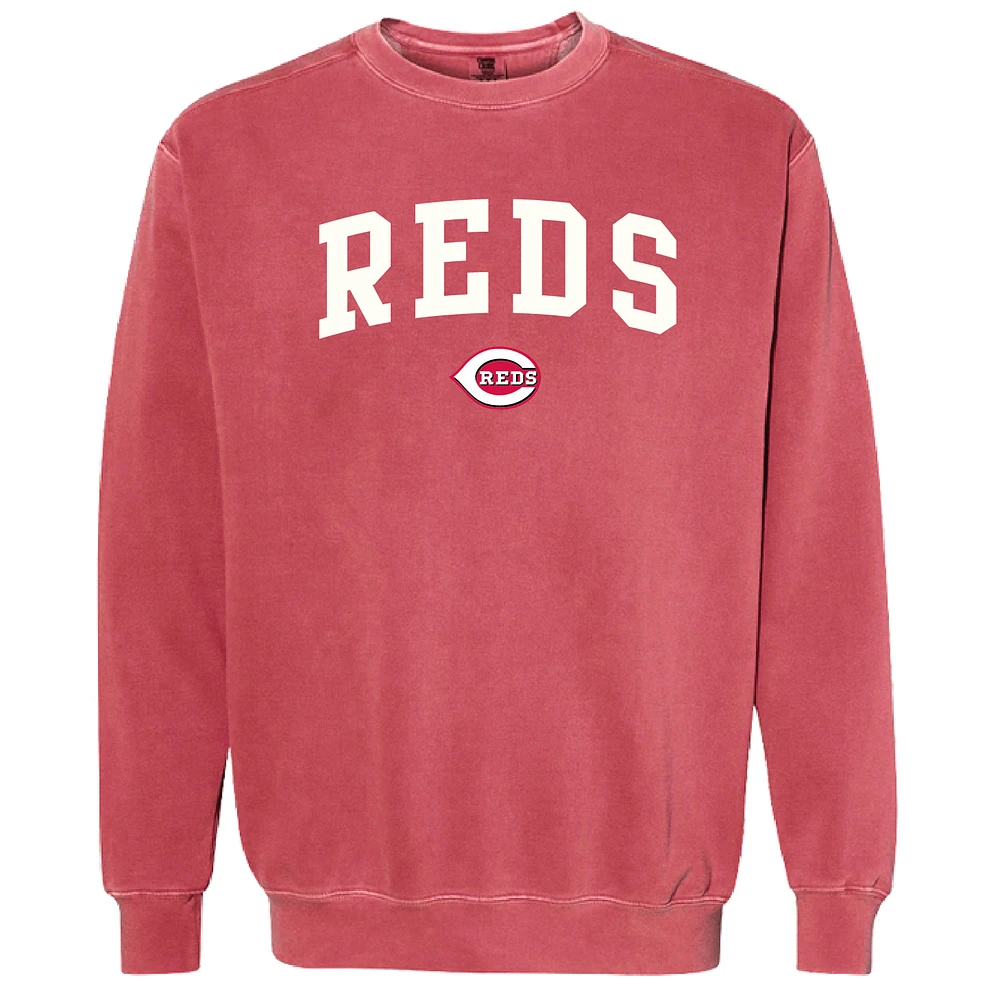 Women's Soft as a Grape Red Cincinnati Reds Pigment Dye Pullover Sweatshirt