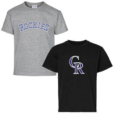 Youth Soft as a Grape Black/Gray Colorado Rockies Two-Pack T-Shirt Set