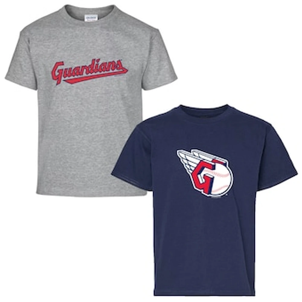 Youth Soft as a Grape Navy/Heather Gray Cleveland Guardians Two-Pack T-Shirt Set