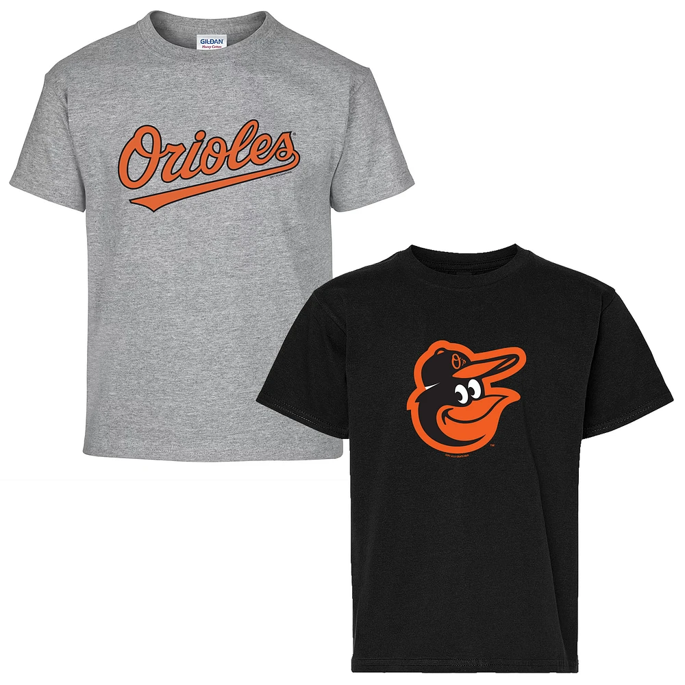 Youth Soft as a Grape Black/Gray Baltimore Orioles Two-Pack T-Shirt Set