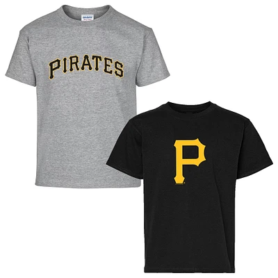 Youth Soft as a Grape Black/Heather Gray Pittsburgh Pirates Two-Pack T-Shirt Set