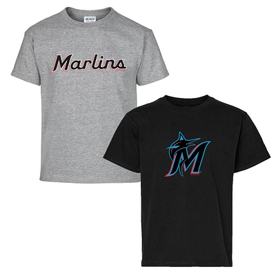 Youth Soft as a Grape Black/Gray Miami Marlins Two-Pack T-Shirt Set