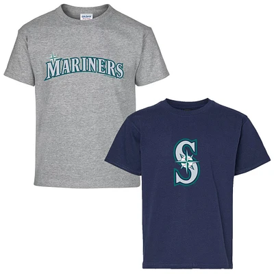 Youth Soft as a Grape Navy/Heather Gray Seattle Mariners Two-Pack T-Shirt Set