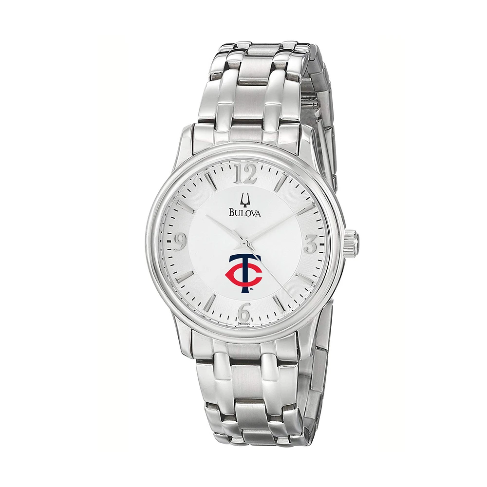 Men's Bulova Silver Minnesota Twins Stainless Steel Watch