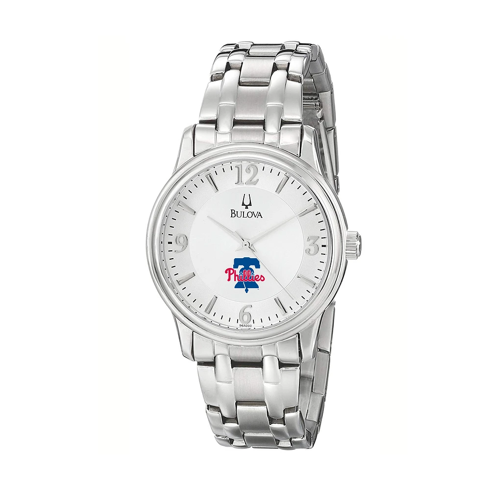 Men's Bulova Silver Philadelphia Phillies Stainless Steel Watch
