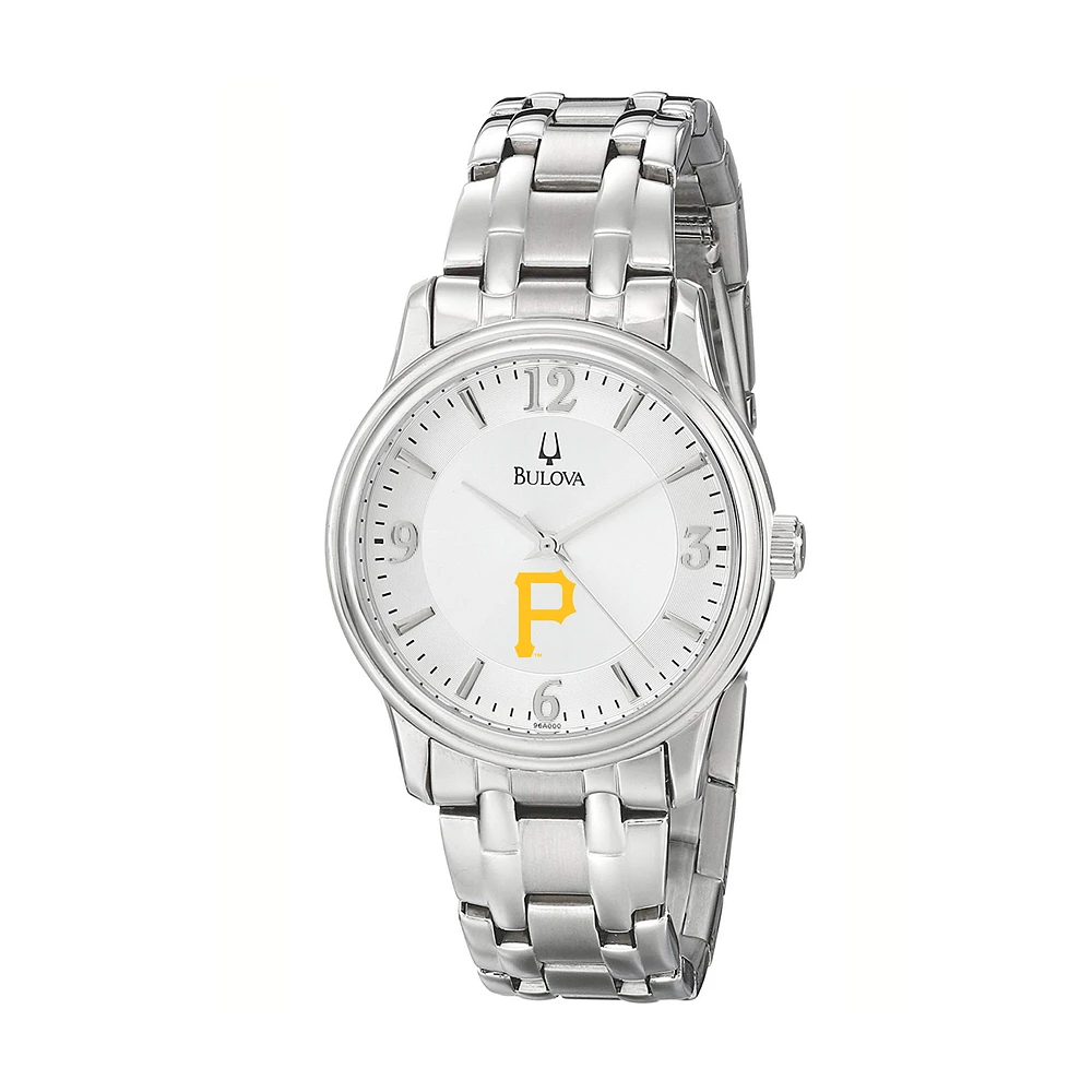 Men's Bulova Silver Pittsburgh Pirates Stainless Steel Watch
