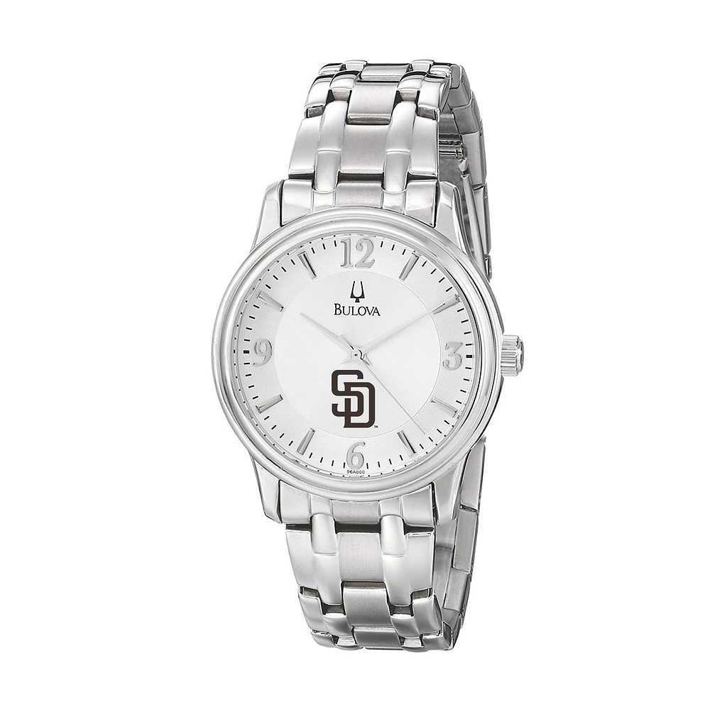 Men's Bulova Silver San Diego Padres Stainless Steel Watch