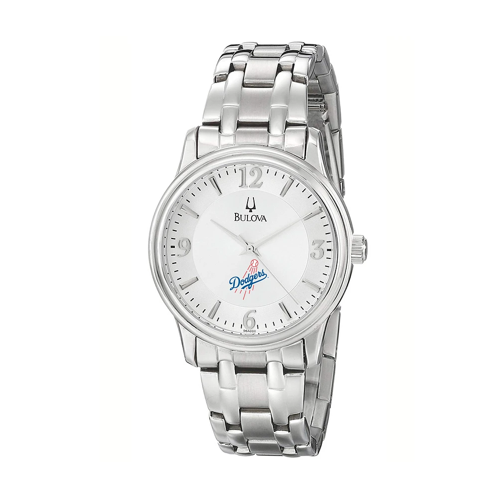 Men's Bulova Silver Los Angeles Dodgers Stainless Steel Watch