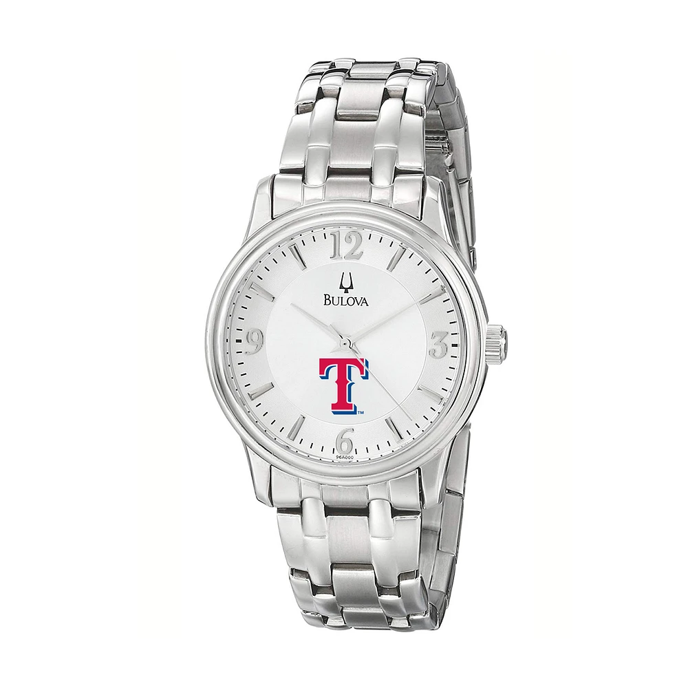 Men's Bulova Silver Texas Rangers Stainless Steel Watch