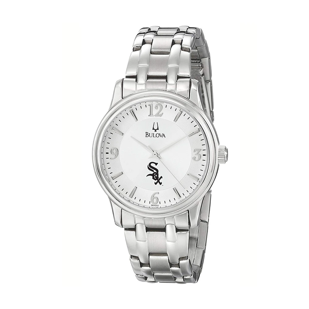 Men's Bulova Silver Chicago White Sox Stainless Steel Watch