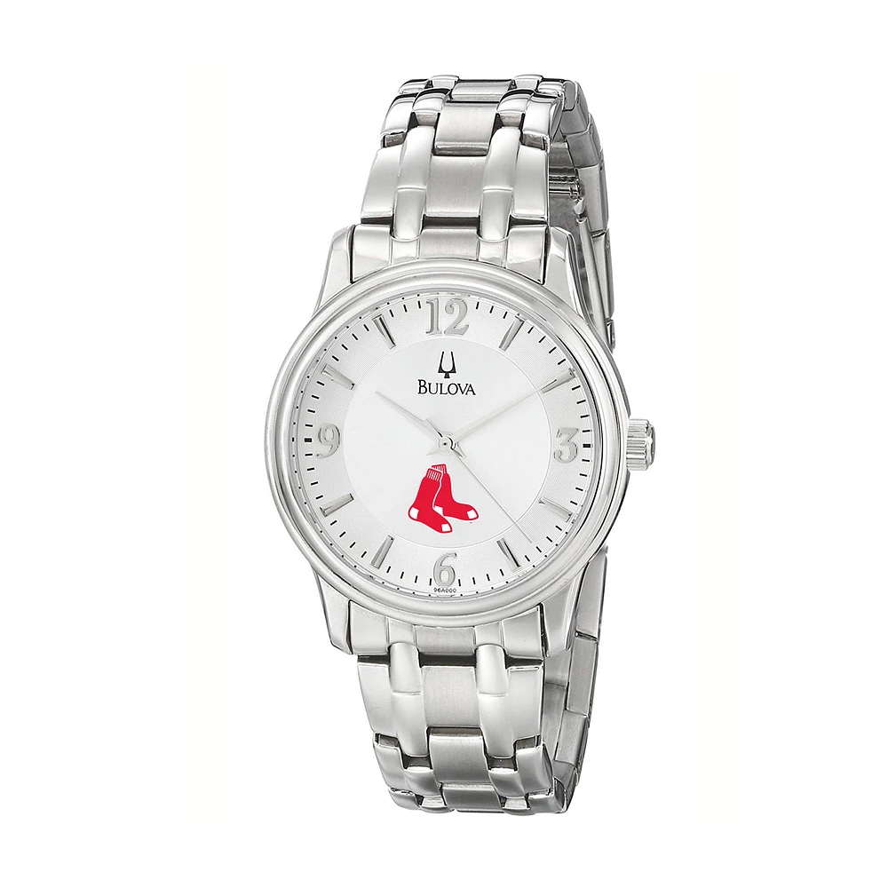 Men's Bulova Silver Boston Red Sox Stainless Steel Watch