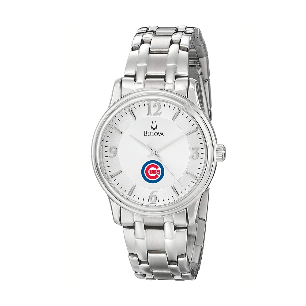 Men's Bulova Silver Chicago Cubs Stainless Steel Watch