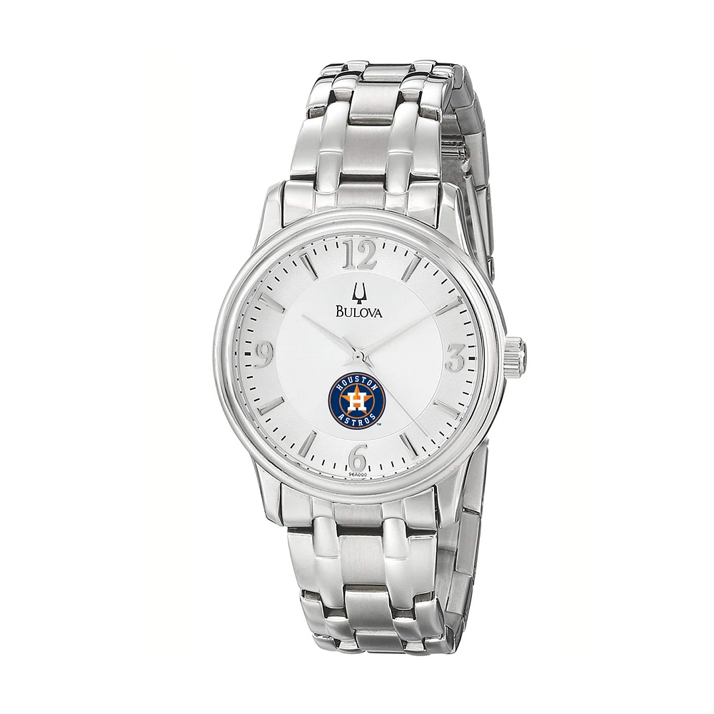 Men's Bulova Silver Houston Astros Stainless Steel Watch