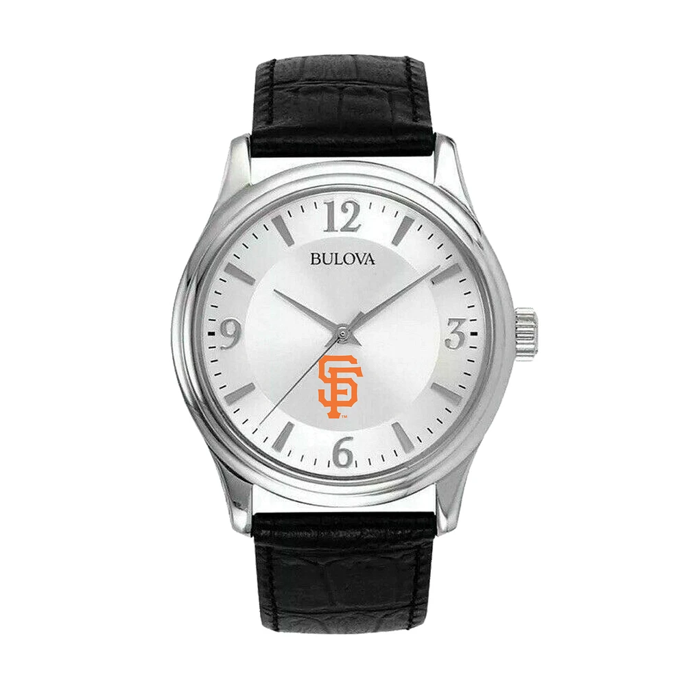 Men's Bulova Silver San Francisco Giants Leather Strap Watch