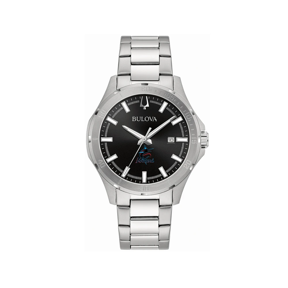Men's Bulova Miami Marlins Stainless Steel Classic Sport Watch