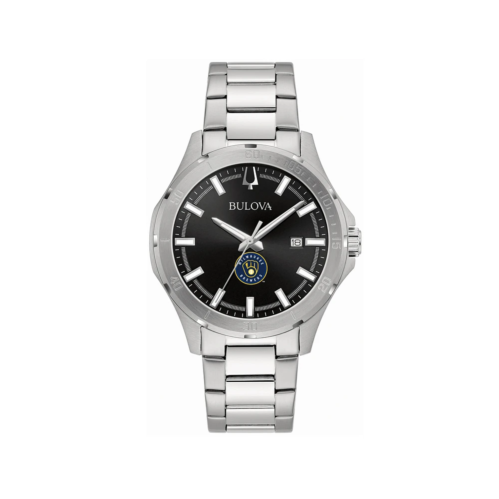 Men's Bulova Milwaukee Brewers Stainless Steel Classic Sport Watch