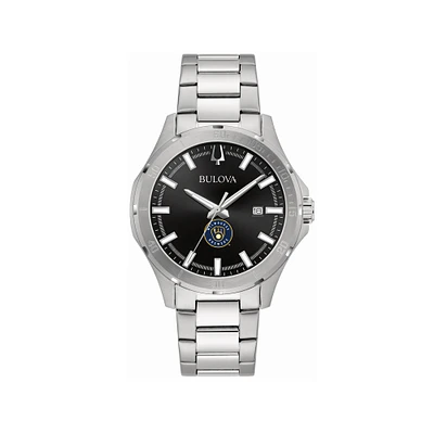 Men's Bulova Milwaukee Brewers Stainless Steel Classic Sport Watch