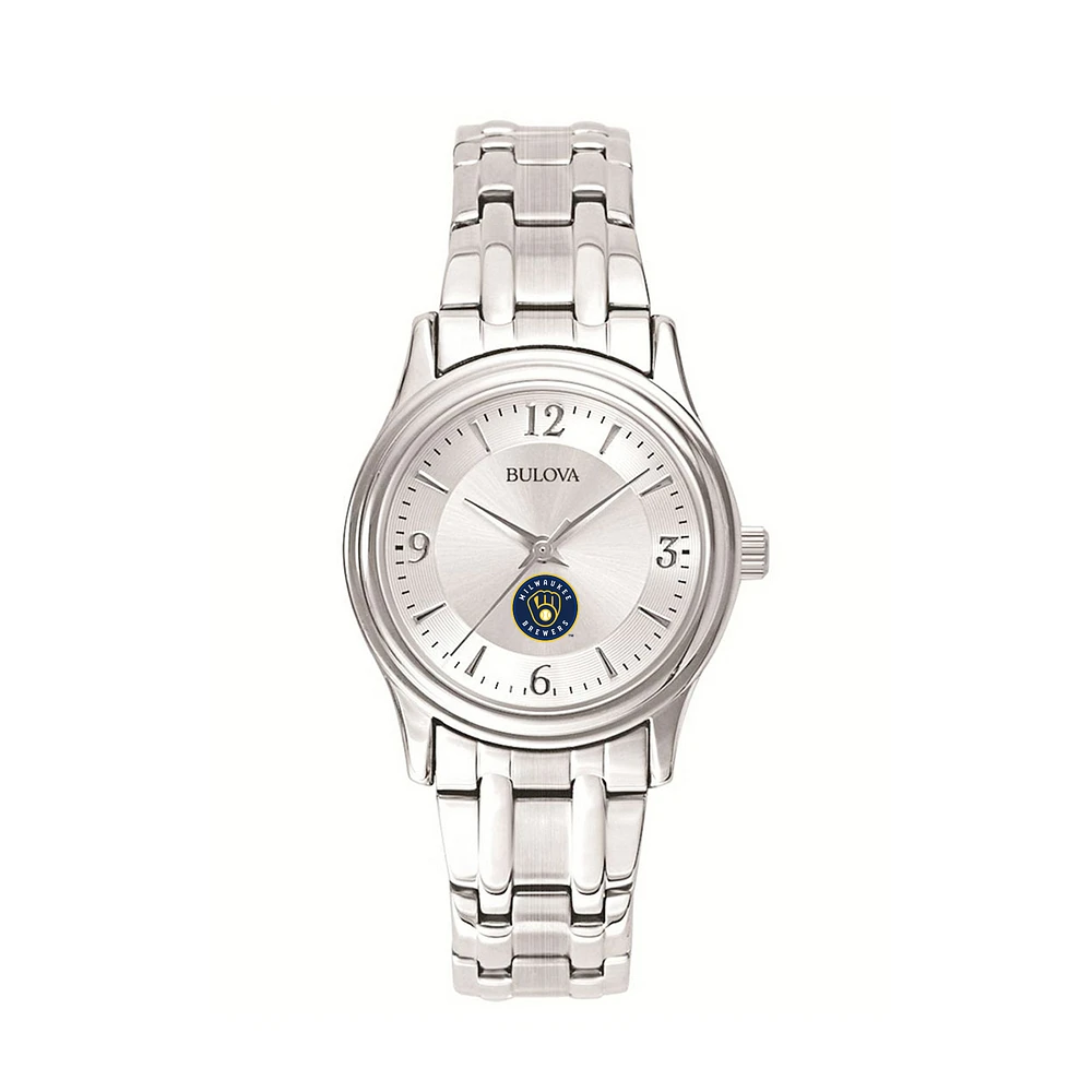 Women's Bulova Silver Milwaukee Brewers Stainless Steel Watch
