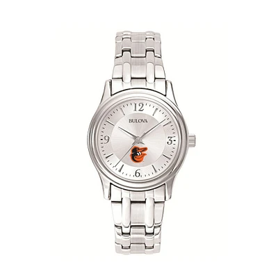 Women's Bulova Silver Baltimore Orioles Stainless Steel Watch