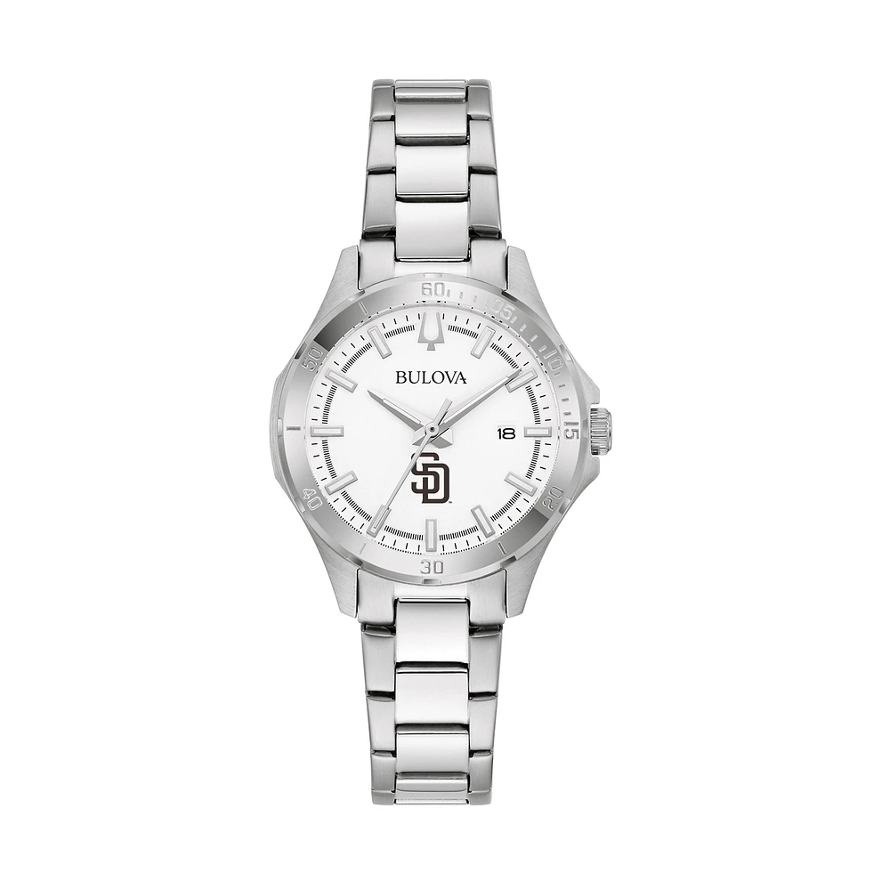 Women's Bulova Silver San Diego Padres Stainless Steel Classic Sport Watch