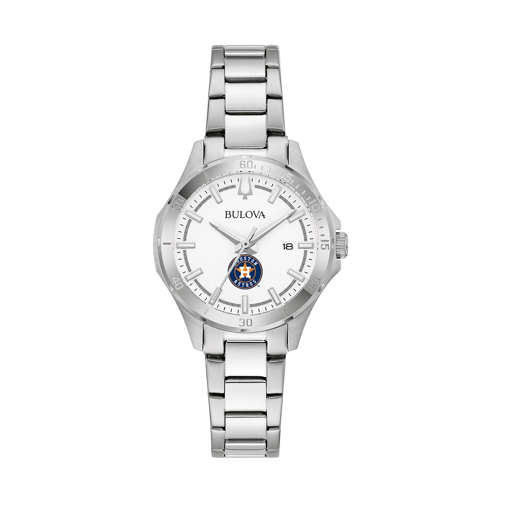 Women's Bulova Silver Houston Astros Stainless Steel Classic Sport Watch