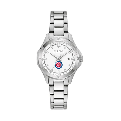 Women's Bulova Silver Chicago Cubs Stainless Steel Classic Sport Watch