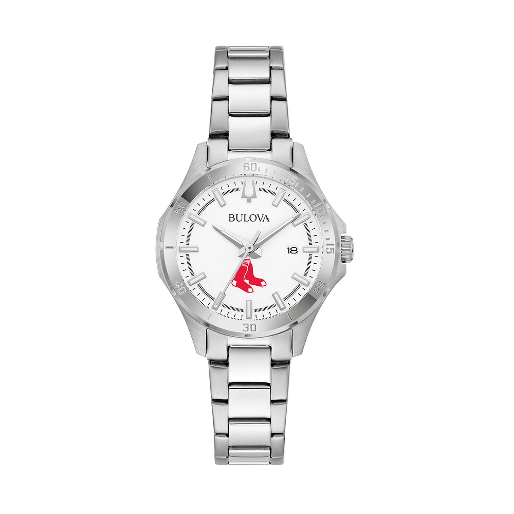 Women's Bulova Silver Boston Red Sox Stainless Steel Classic Sport Watch