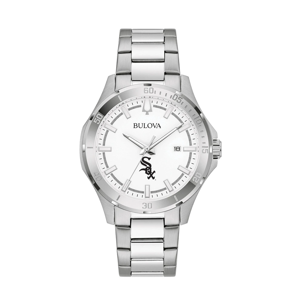 Men's Bulova Silver Chicago White Sox Stainless Steel Classic Sport Watch
