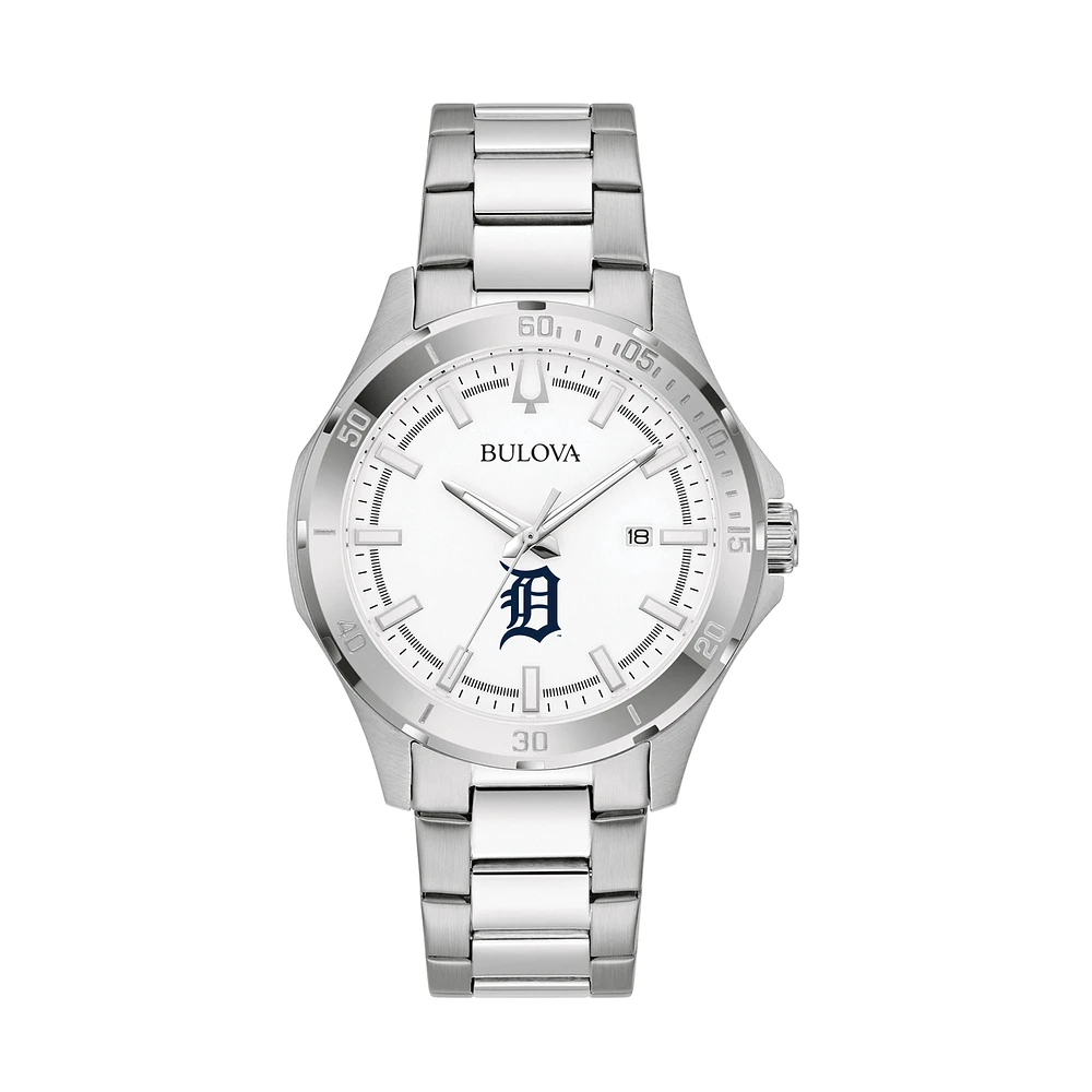 Men's Bulova Silver Detroit Tigers Stainless Steel Classic Sport Watch