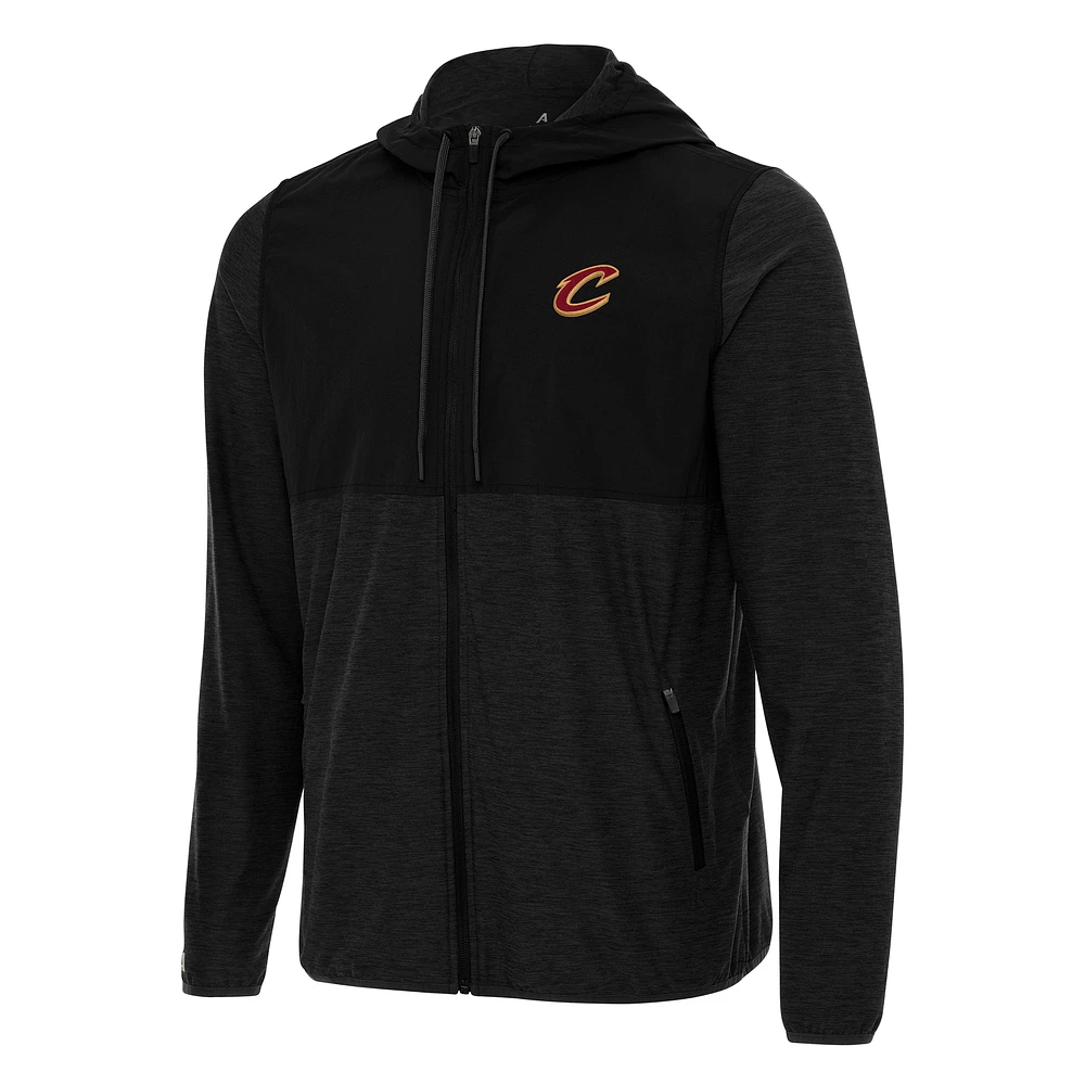 Men's Antigua Black Cleveland Cavaliers Sway Full-Zip Hoodie Jacket