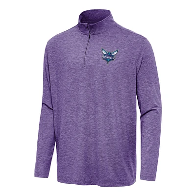 Men's Antigua Heather Purple Charlotte Hornets Hunk Quarter-Zip Top