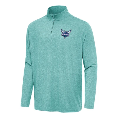 Men's Antigua Heather Aqua Charlotte Hornets Hunk Quarter-Zip Top