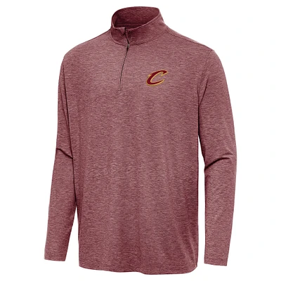 Men's Antigua Heather Wine Cleveland Cavaliers Hunk Quarter-Zip Top