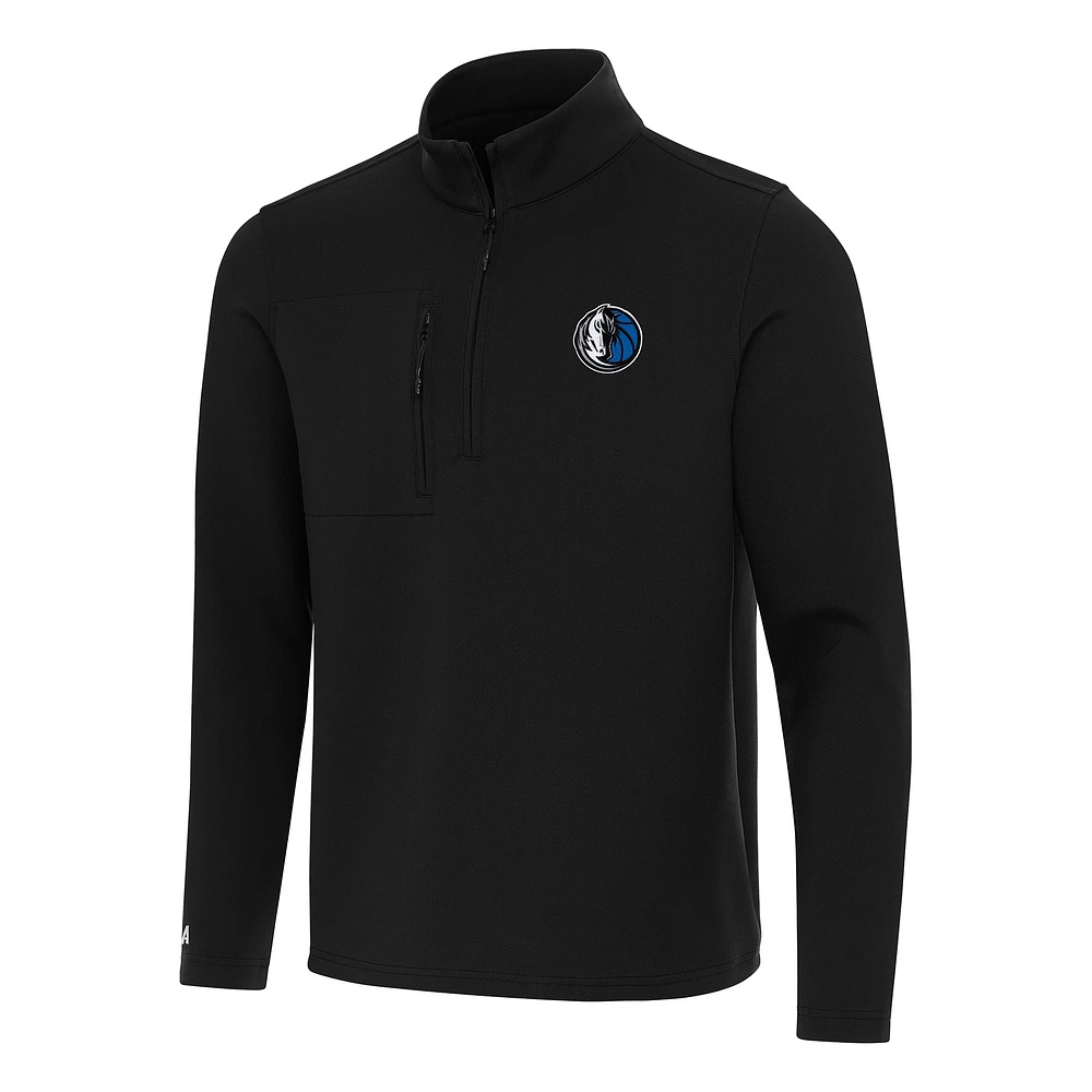 Men's Antigua Black Dallas Mavericks Insider Quarter-Zip Top