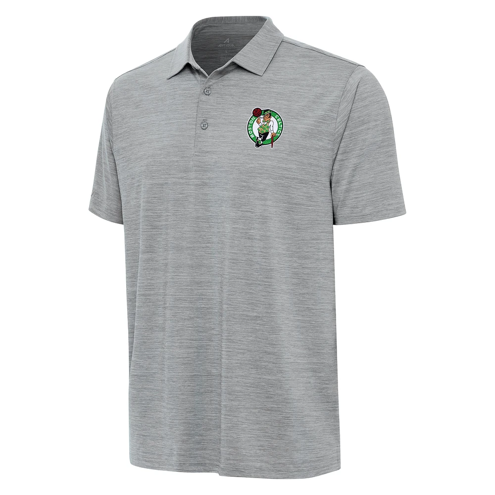 Men's Antigua Heather Gray Boston Celtics Layout Polo