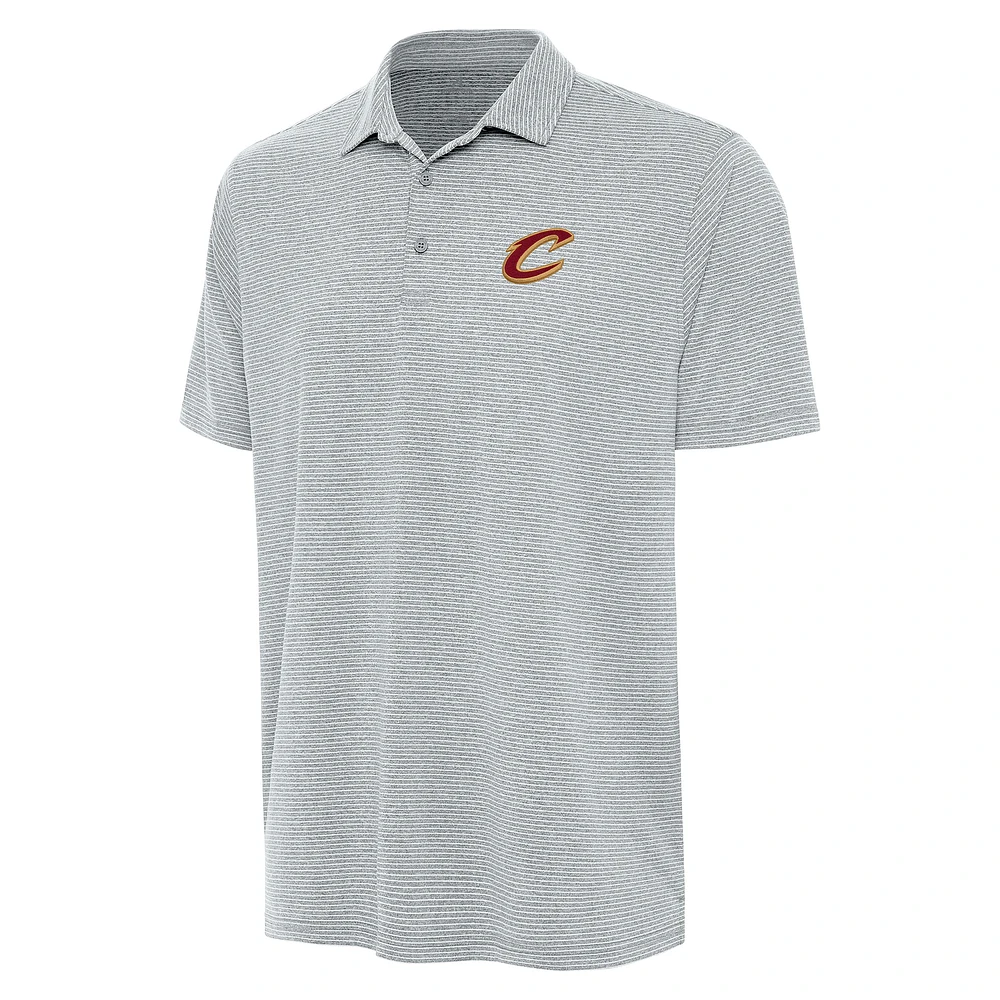 Men's Antigua Heather Gray Cleveland Cavaliers Scheme Polo