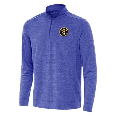 Men's Antigua Heather Royal Denver Nuggets Bright Quarter-Zip Top