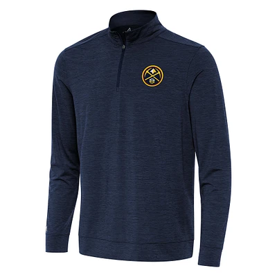 Men's Antigua Heather Navy Denver Nuggets Bright Quarter-Zip Top