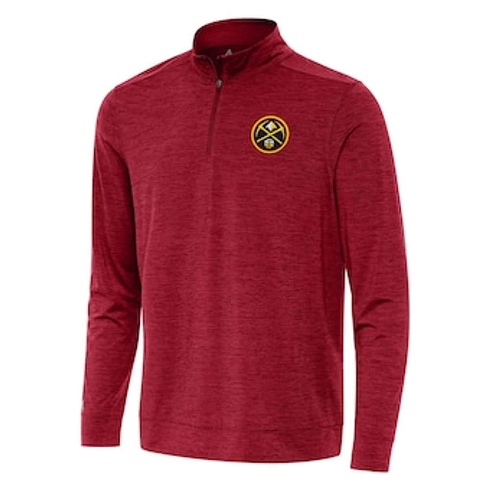 Men's Antigua Cardinal Denver Nuggets Bright Quarter-Zip Top