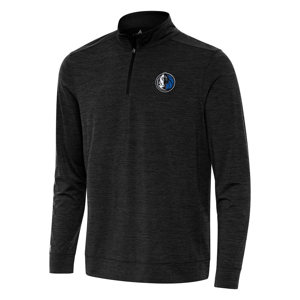 Men's Antigua Heather Black Dallas Mavericks Bright Quarter-Zip Top