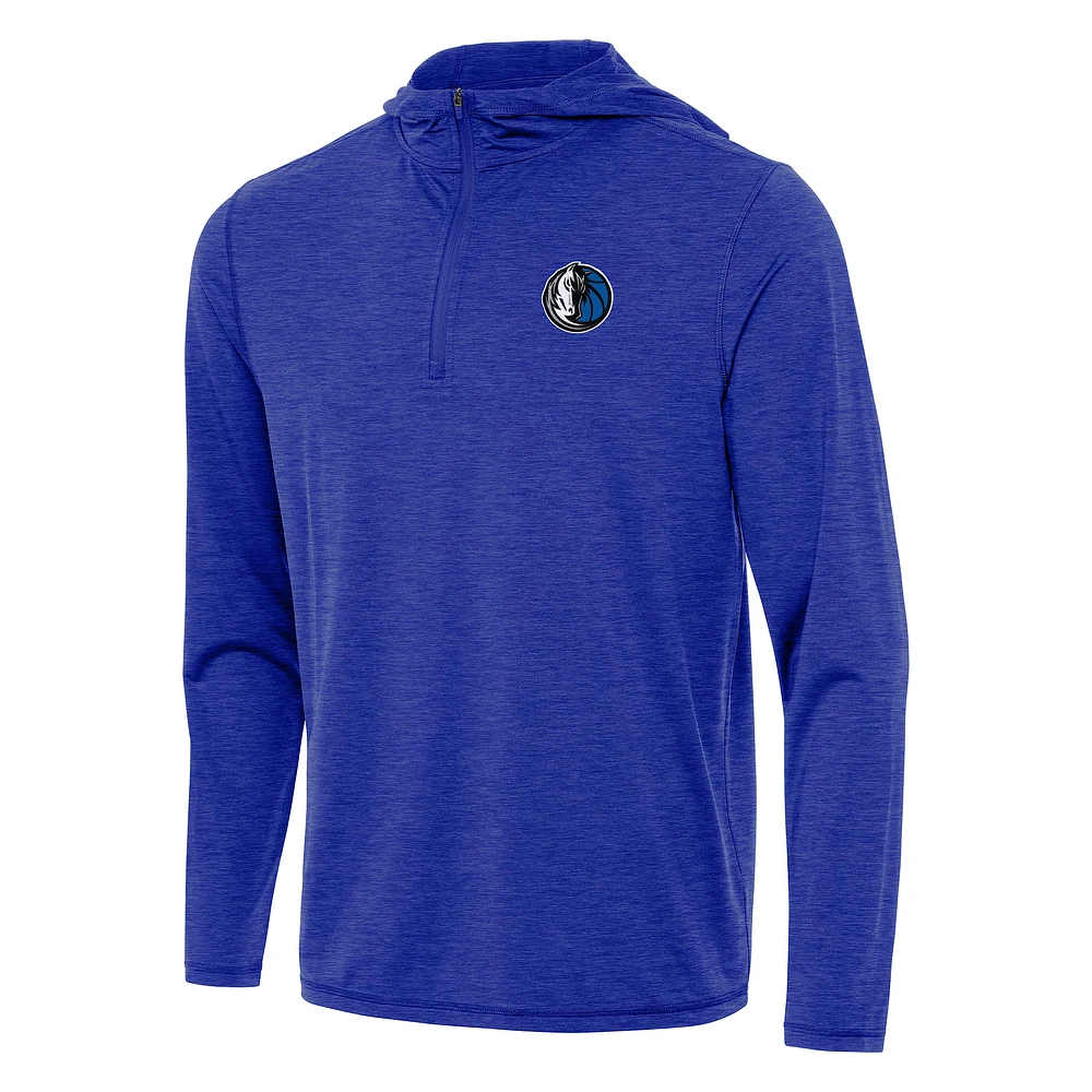 Men's Antigua Heather Royal Dallas Mavericks Tidy Quarter-Zip Hoodie