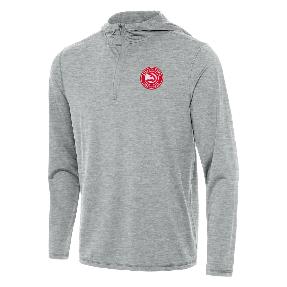 Men's Antigua Heather Gray Atlanta Hawks Tidy Quarter-Zip Hoodie